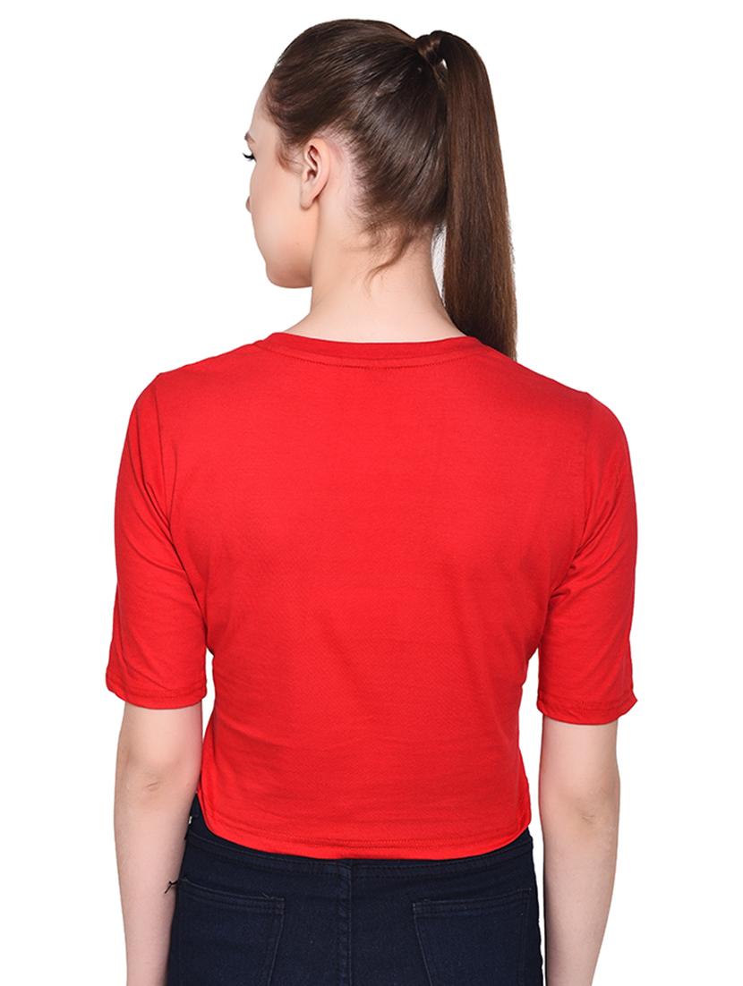 women's crop round neck top - 16331319 - Standard Image - 2