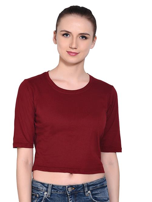 women's crop round neck top - 16331320 - Standard Image - 0
