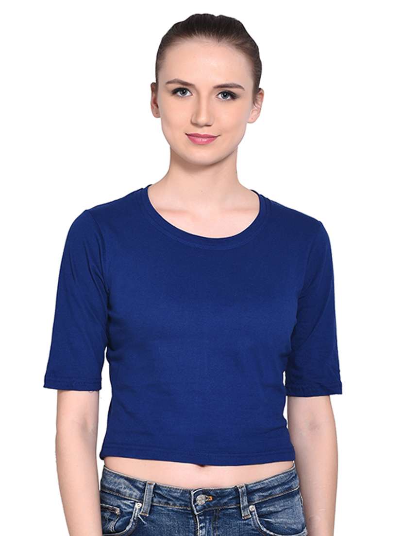 women's crop round neck top