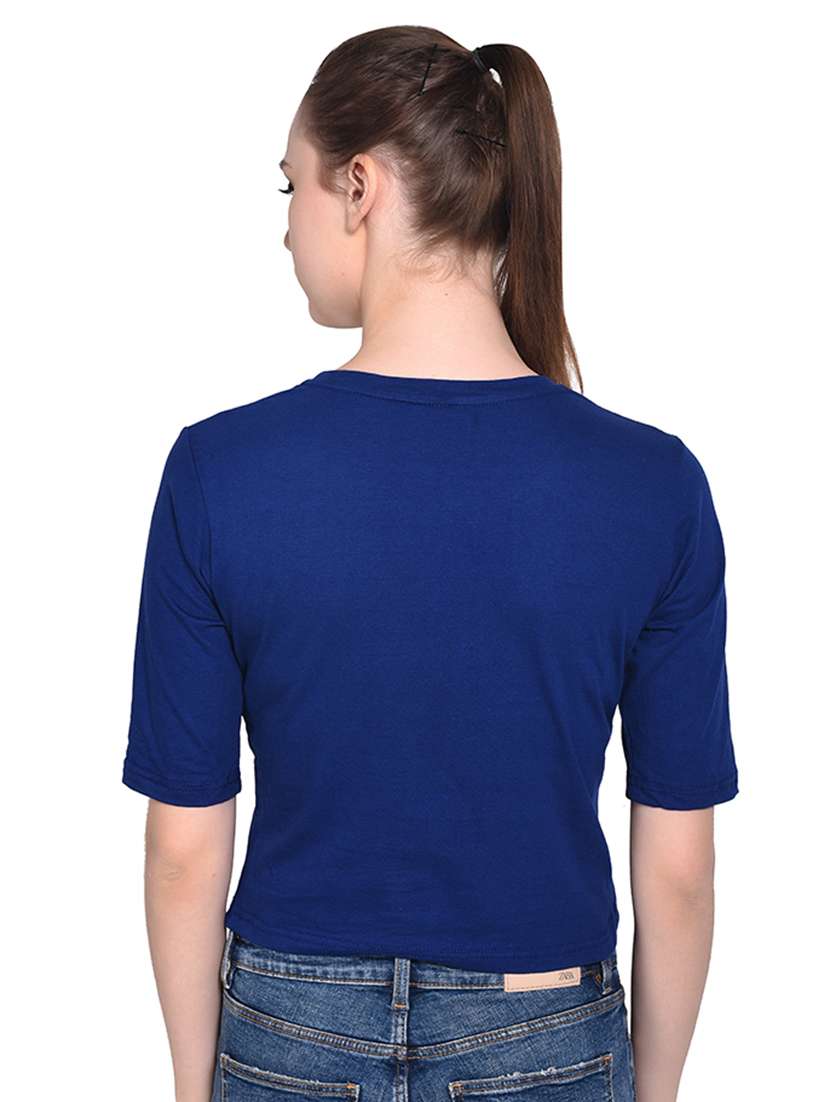 women's crop round neck top - 16331321 - Standard Image - 2