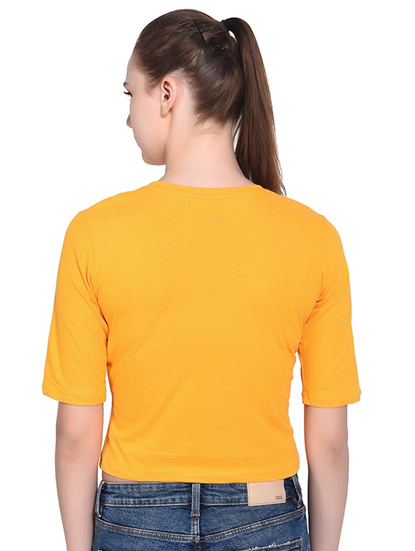 women's crop round neck top - 16331323 - Standard Image - 2
