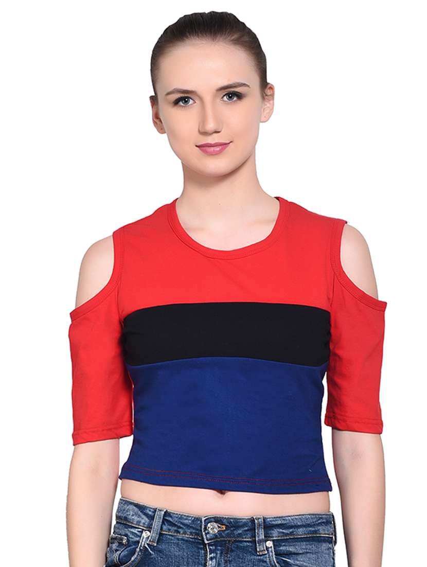 women's crop round neck top - 16331327 - Zoom Image - 0