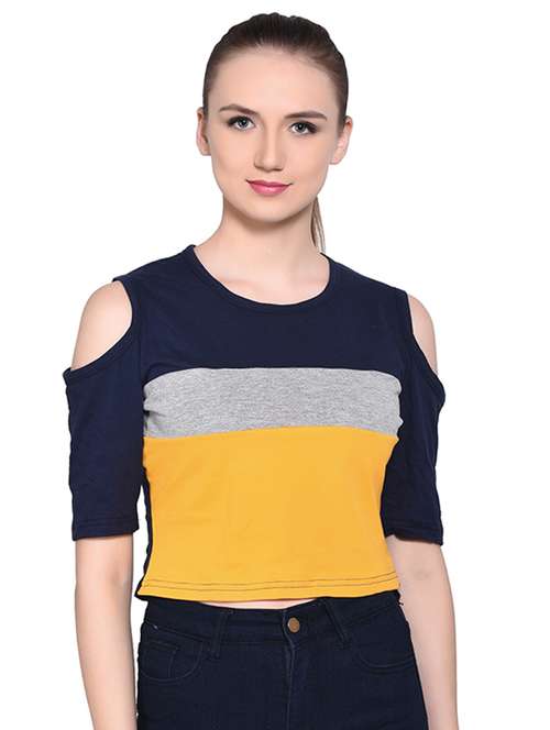 women's crop round neck top - 16331331 -  Standard Image - 0