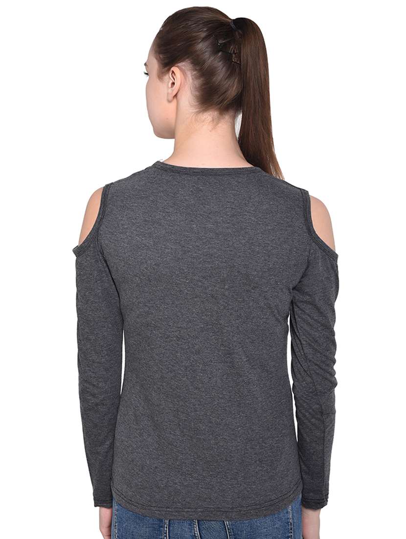 cold shoulder solid top - 16331396 -  Standard Image - 2