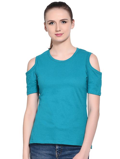 cold shoulder solid top - 16331405 -  Standard Image - 0