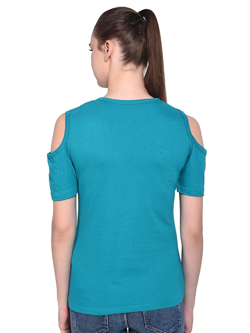 cold shoulder solid top - 16331405 - Standard Image - 2