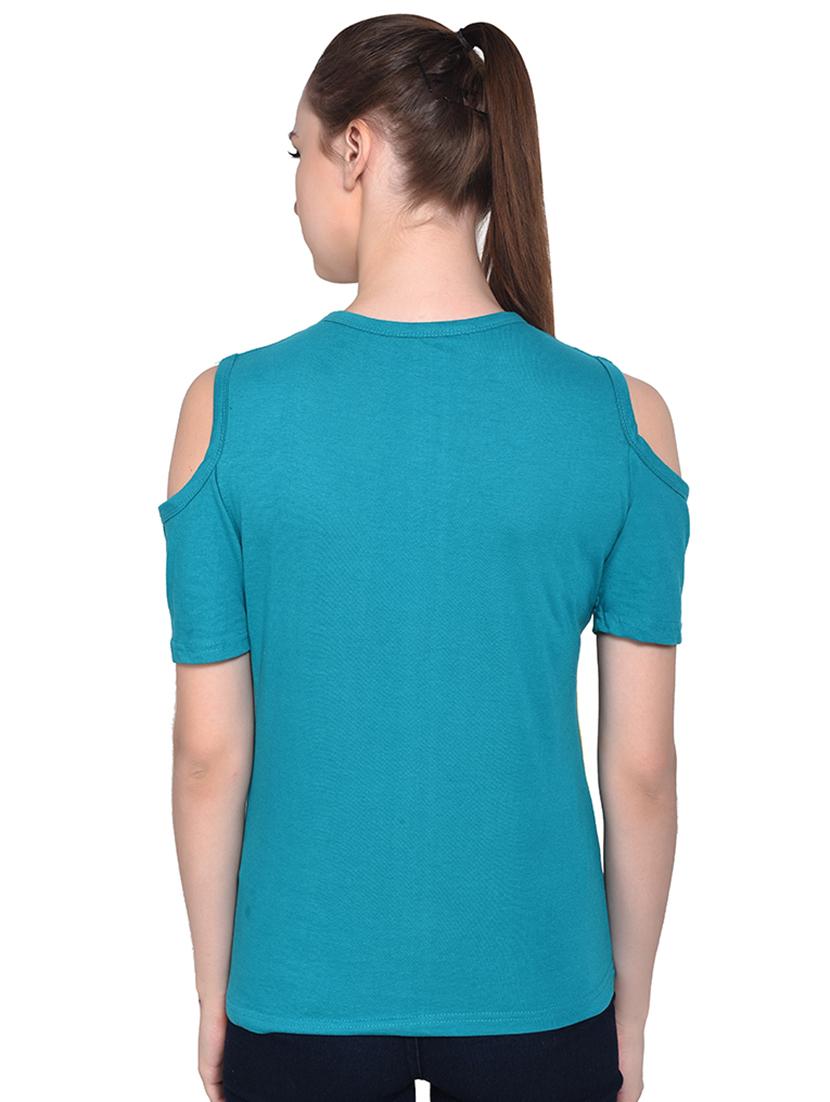color block cold shoulder top - 16331406 - Standard Image - 2
