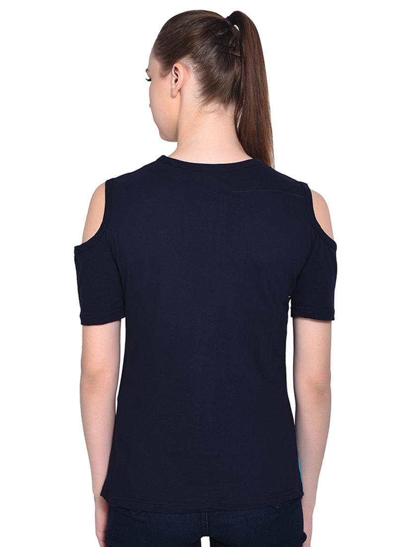 color block cold shoulder top - 16331407 - Standard Image - 2