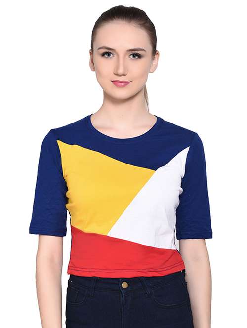 color block short sleeved top - 16331414 -  Standard Image - 0