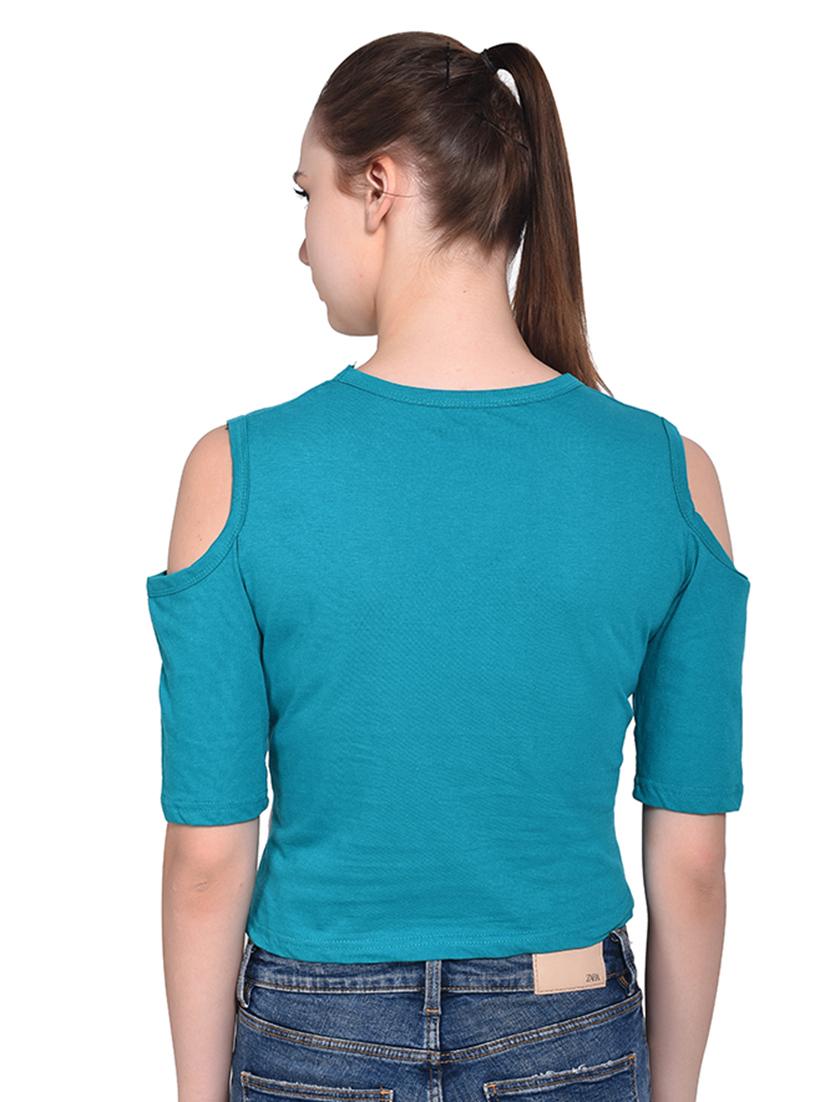 color block cold shoulder top - 16331419 - Standard Image - 2