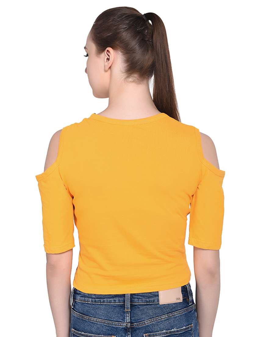 color block cold shoulder top - 16331422 - Standard Image - 2