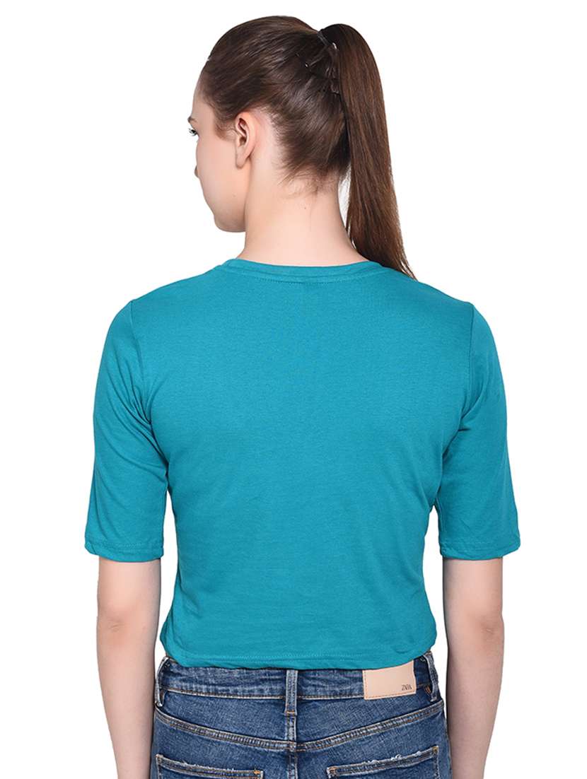 women's crop round neck t-shirt - 16331423 -  Standard Image - 2