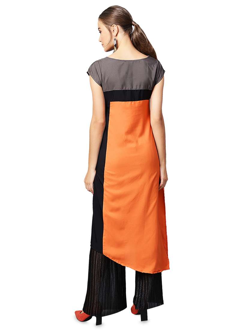 color block asymmetric kurta - 16331525 -  Standard Image - 2