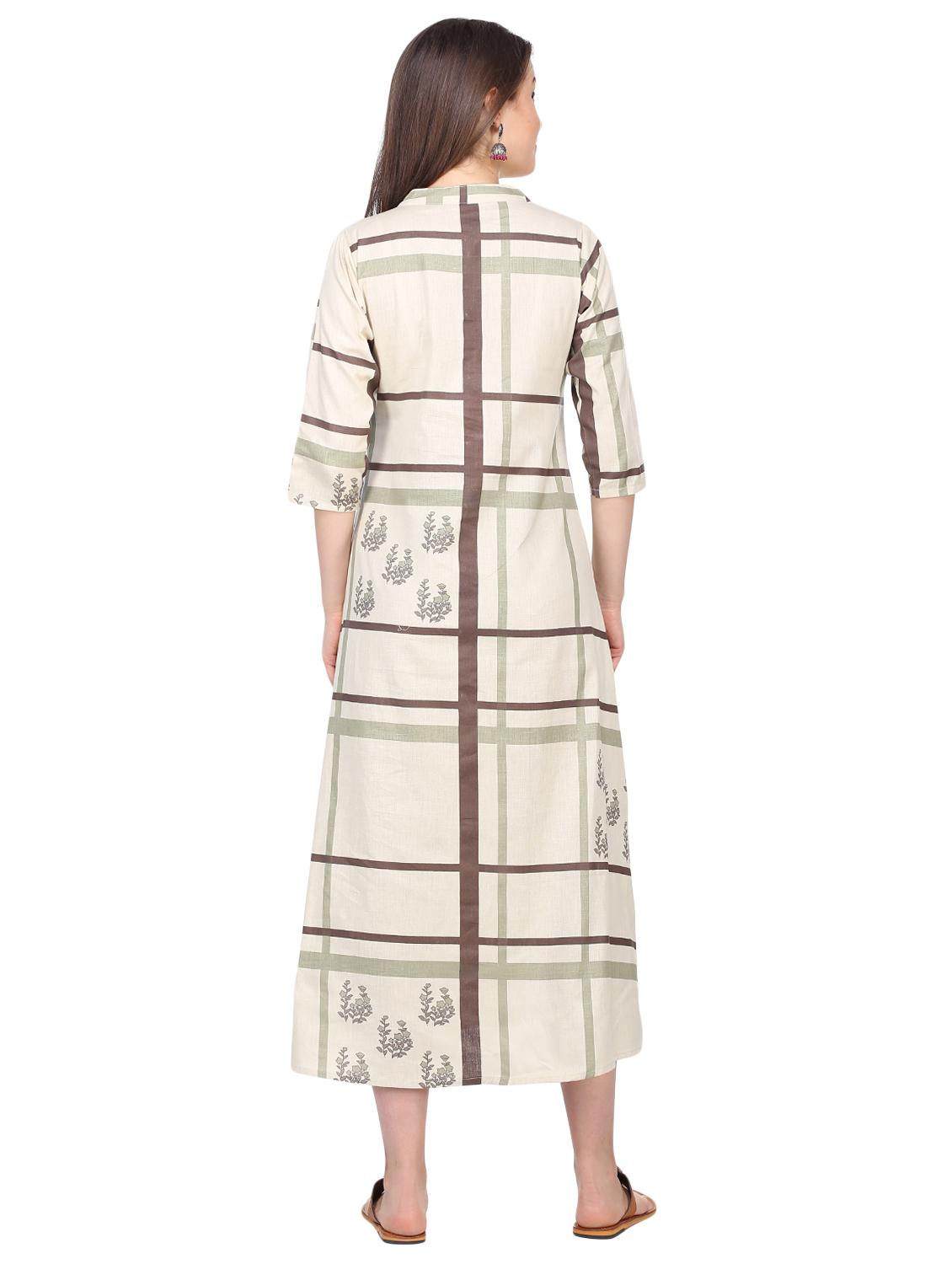 checkered a-line ethnic dress - 16332383 - Standard Image - 2