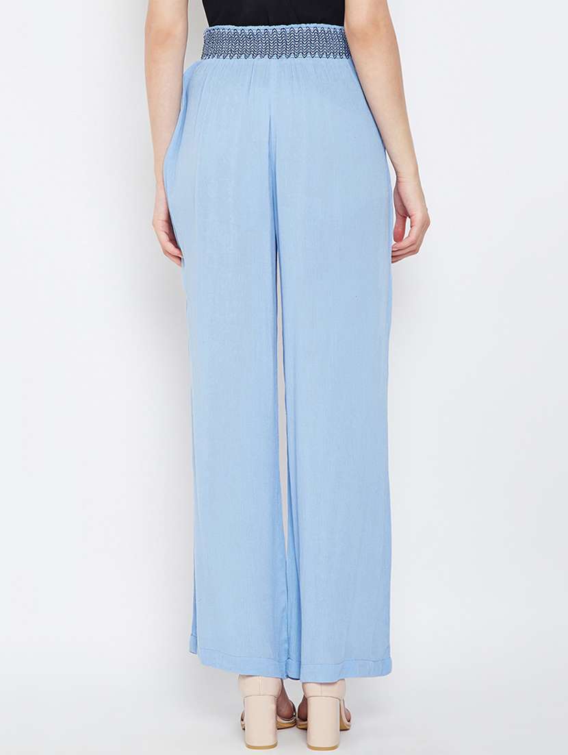 smocked waist high rise palazzo - 16332795 -  Standard Image - 2