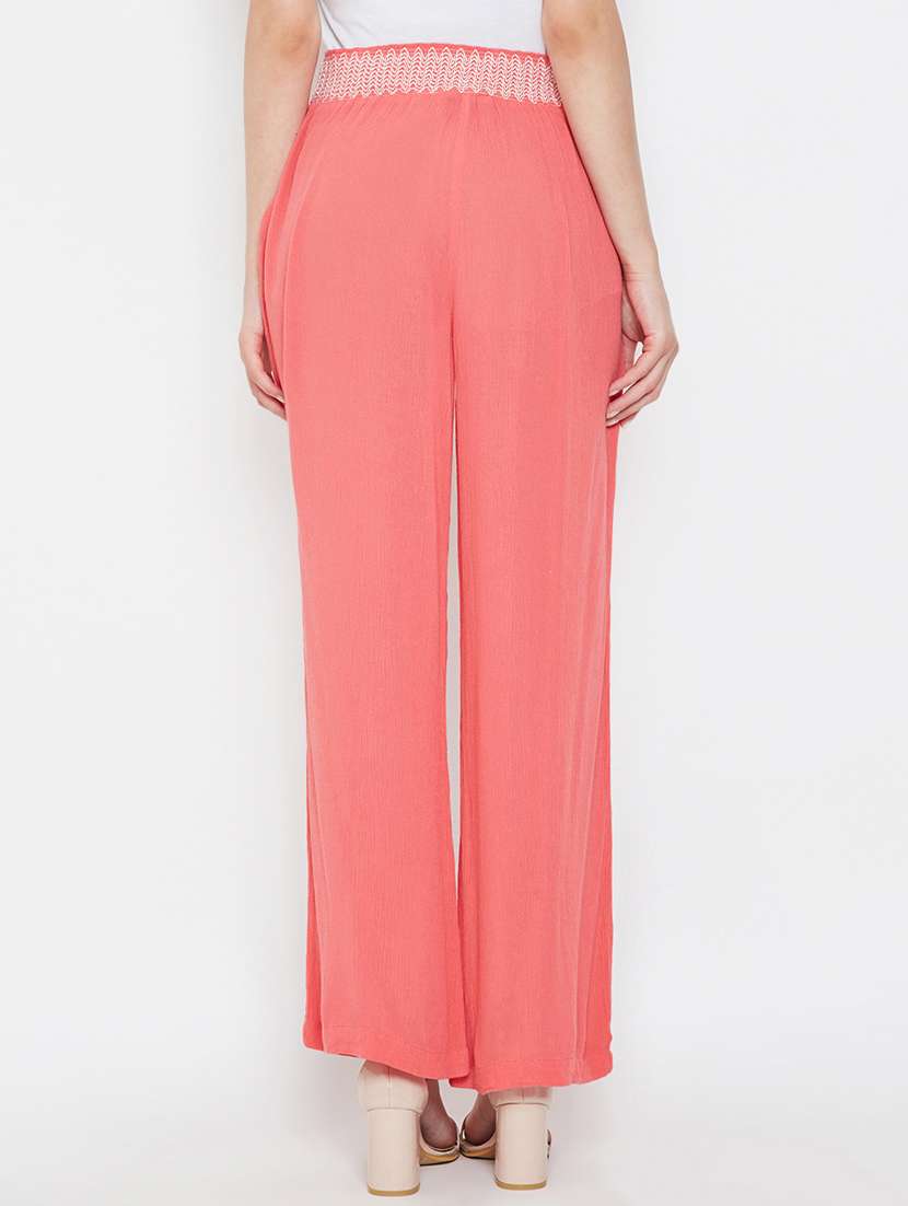 smocked waist high rise palazzo - 16332800 -  Standard Image - 2