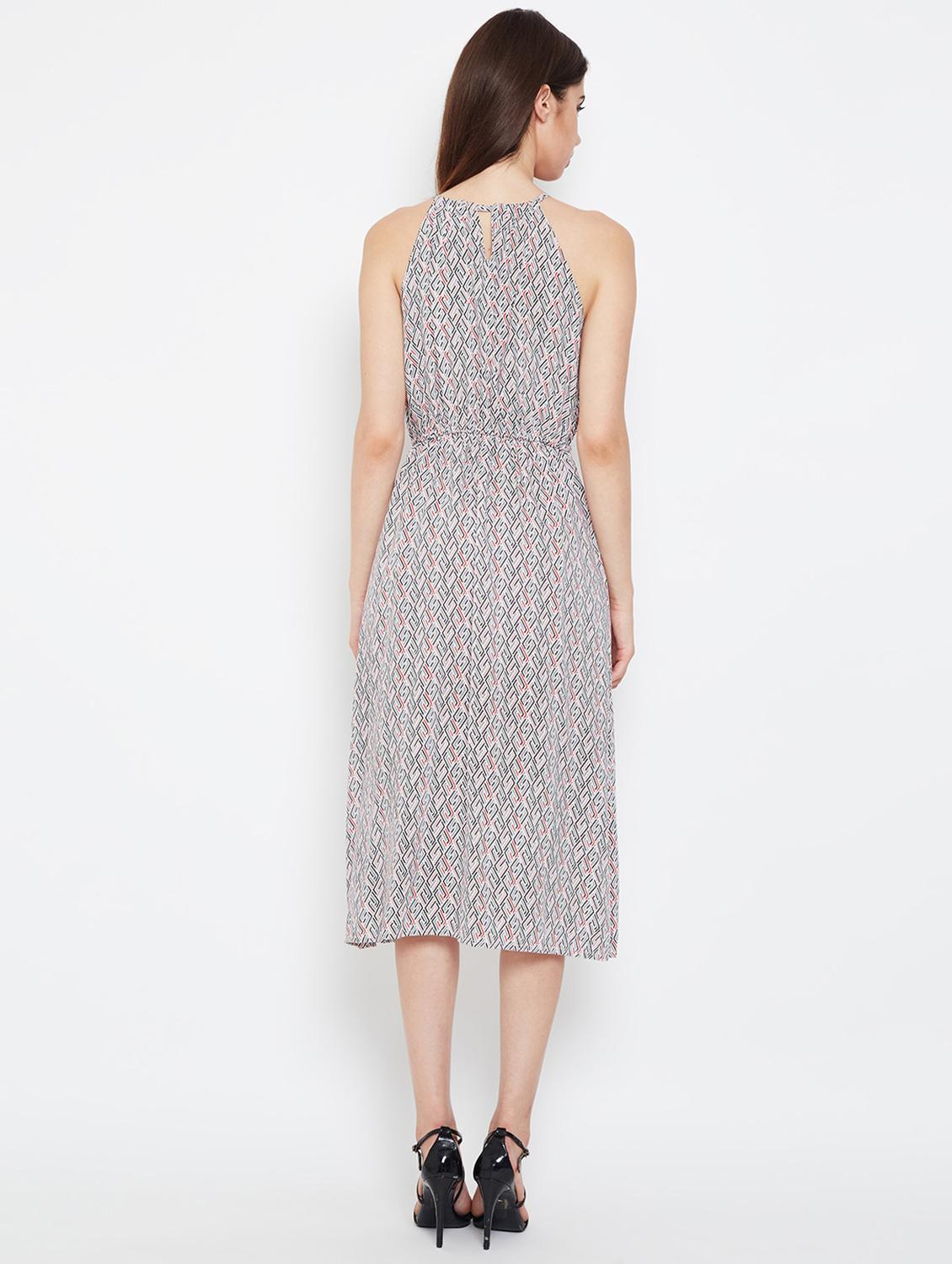 tie up neck side slit a-line dress - 16332833 - Standard Image - 2