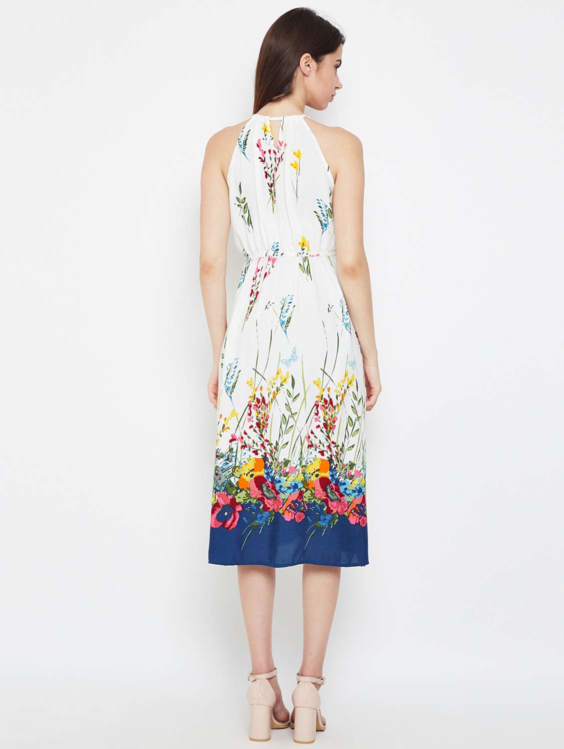 tie up neck side slit a-line dress - 16332834 -  Standard Image - 2