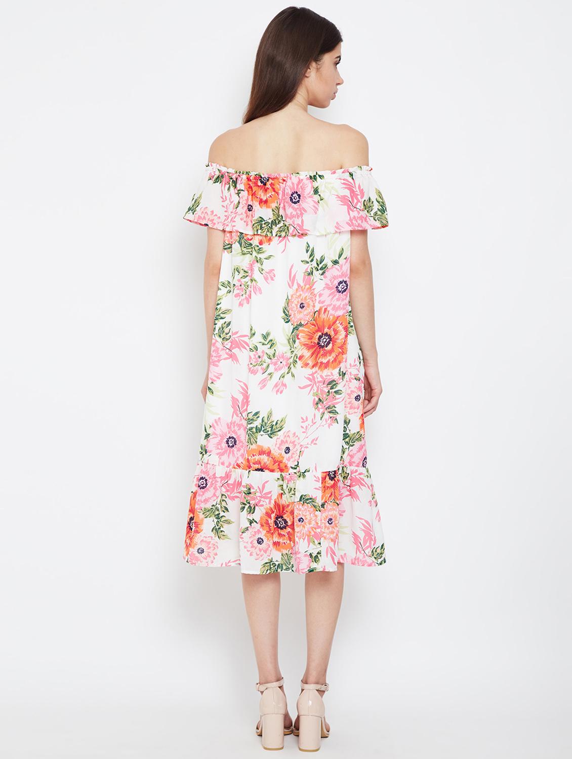 ruffle detail floral shift dress - 16332844 - Standard Image - 2