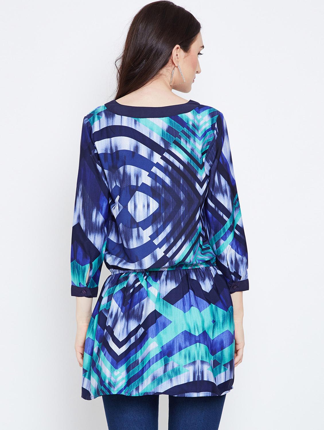 notch neck button detail tunic - 16333085 - Standard Image - 2