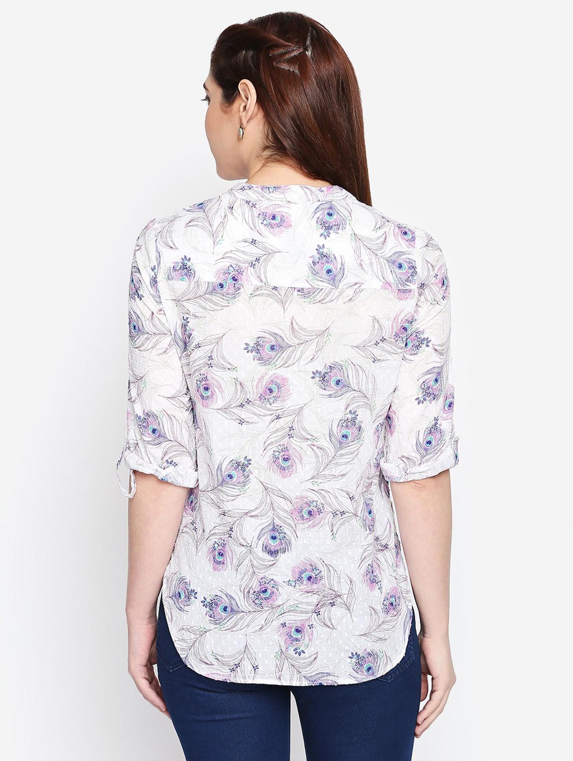 roll up sleeved mandarin neck shirt - 16333095 - Standard Image - 2