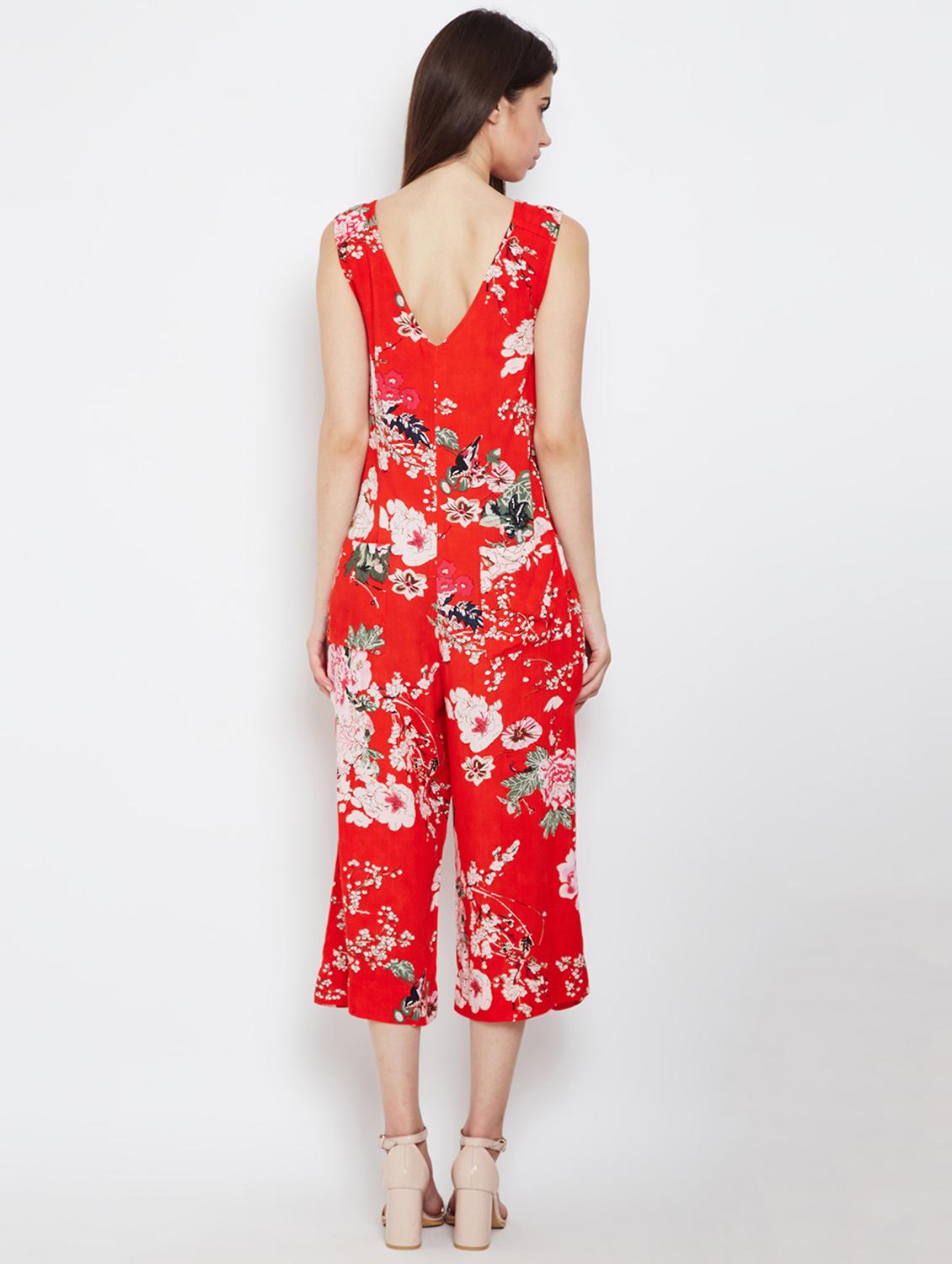 button detail floral jumpsuit - 16333105 - Standard Image - 2