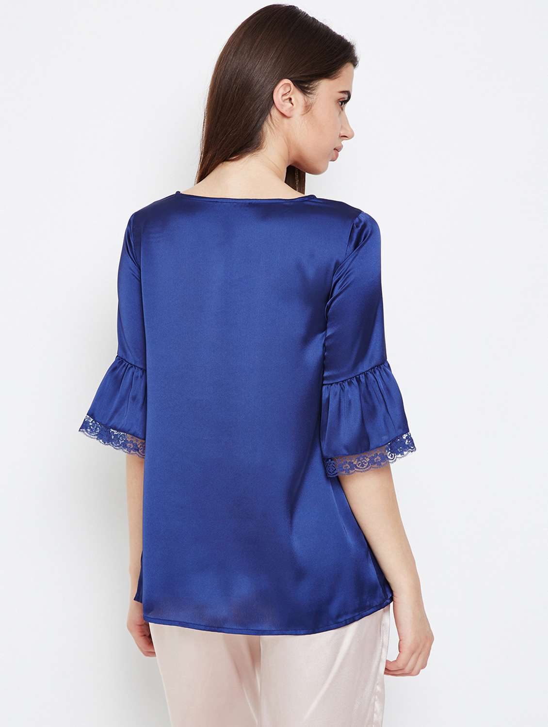 lace trim bell sleeved top - 16333157 - Standard Image - 2