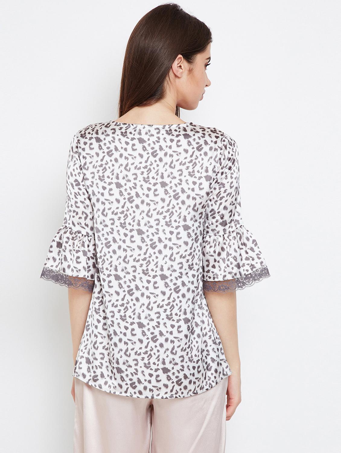 lace trim bell sleeved top - 16333158 - Standard Image - 2