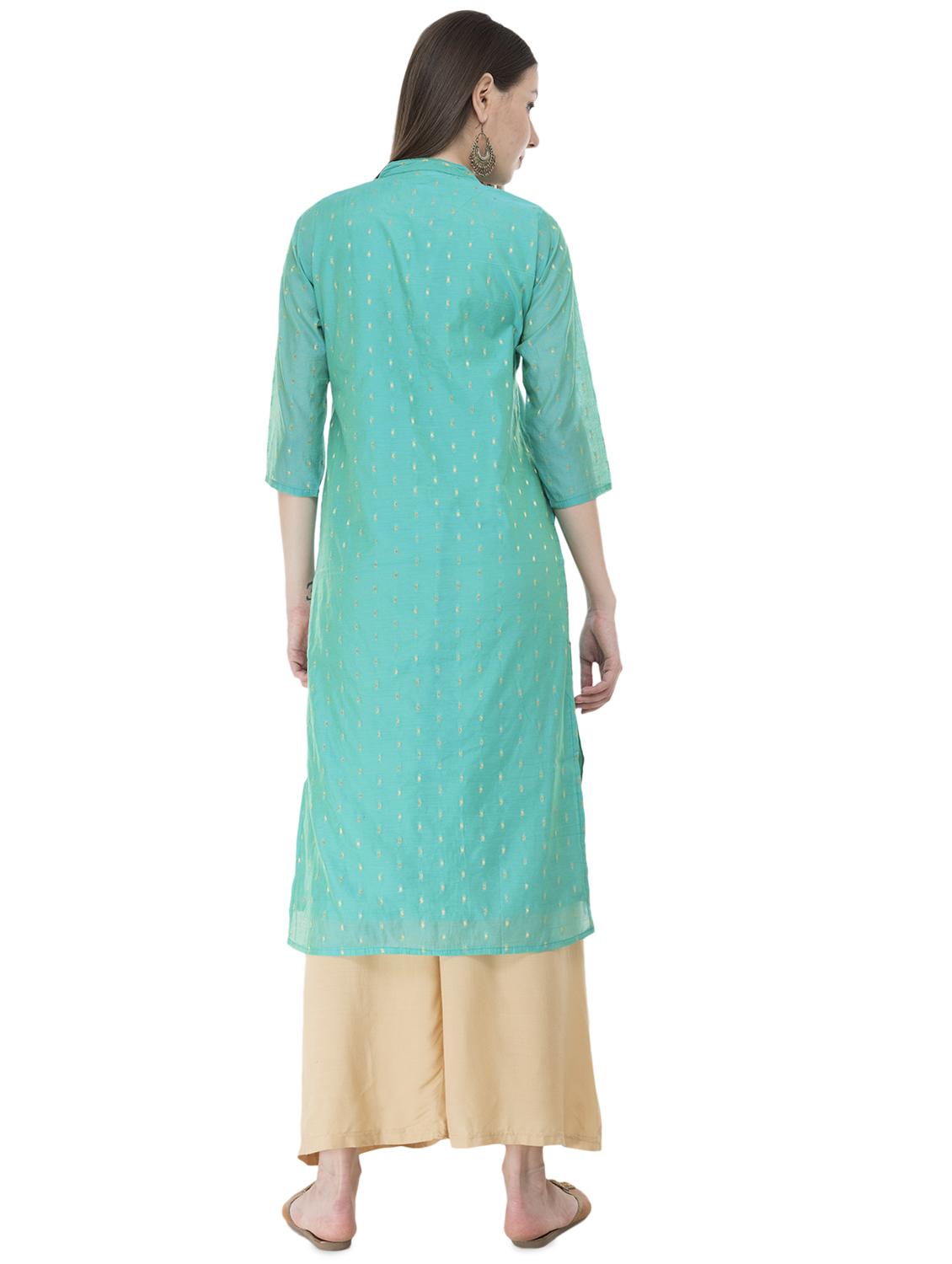 zari motifs high slit kurta - 16333276 - Standard Image - 2