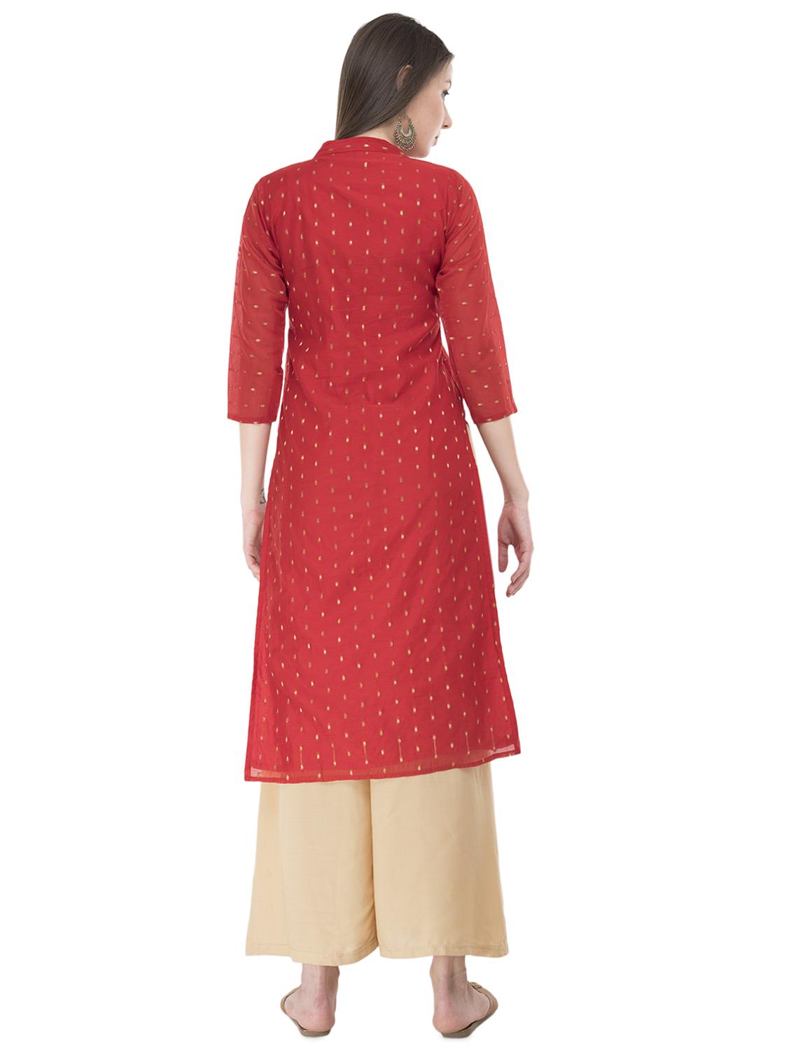 zari motifs high slit kurta - 16333277 - Standard Image - 2