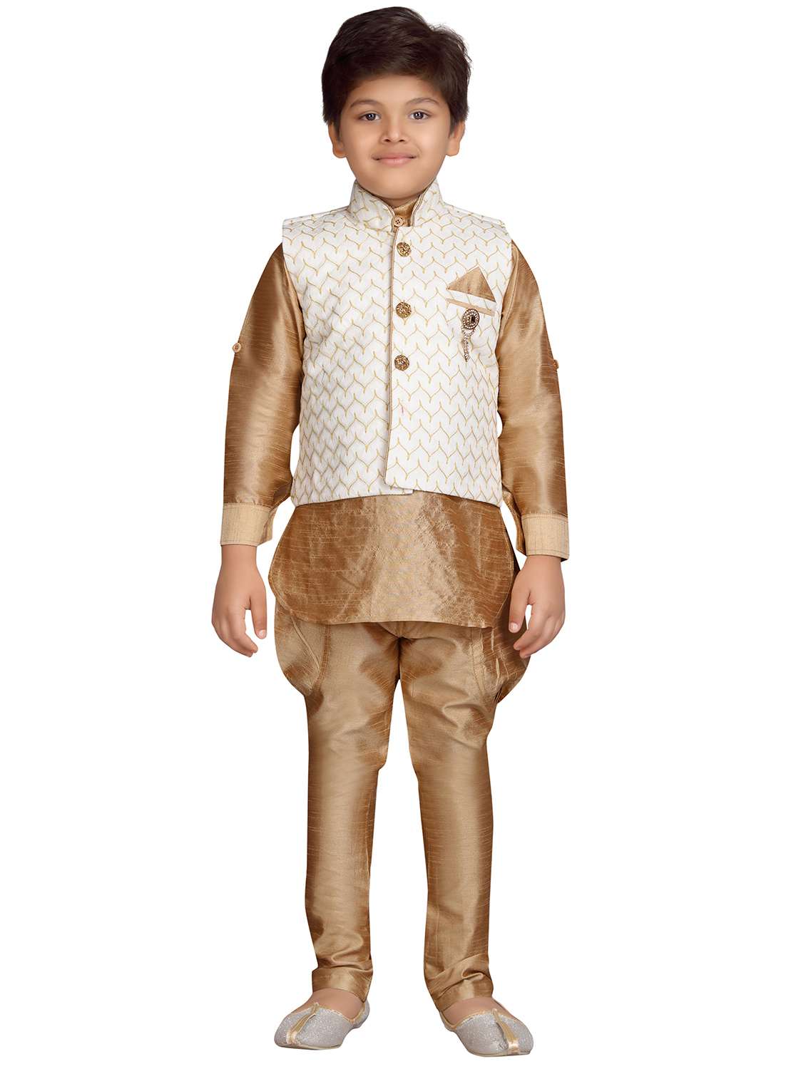 white silk kurta set