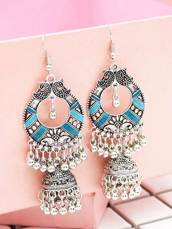 blue zinc drop earring