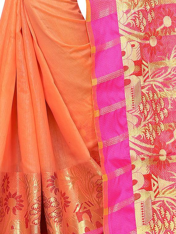 solid woven saree with blouse - 16334288 - Standard Image - 2