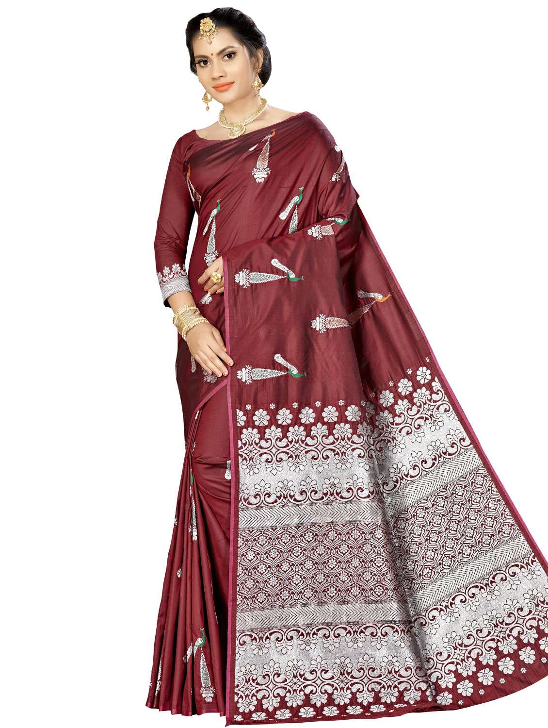 conversational banarasi saree with blouse