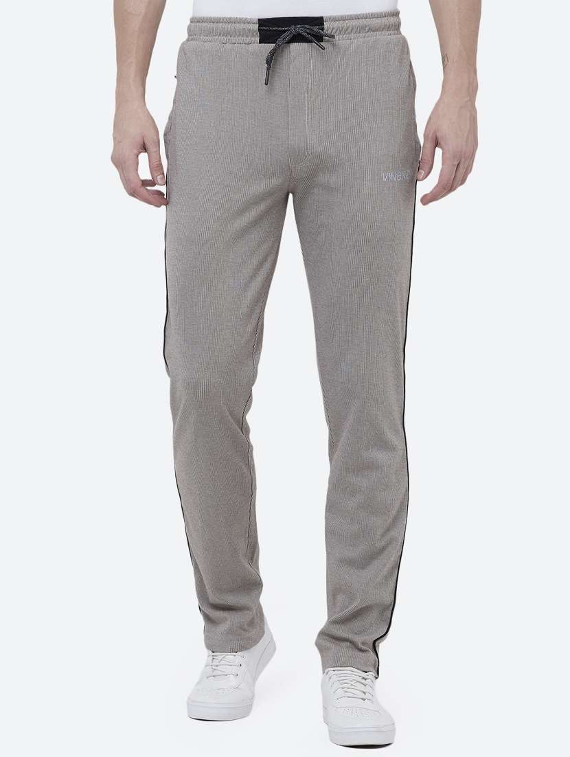 beige striped track pant