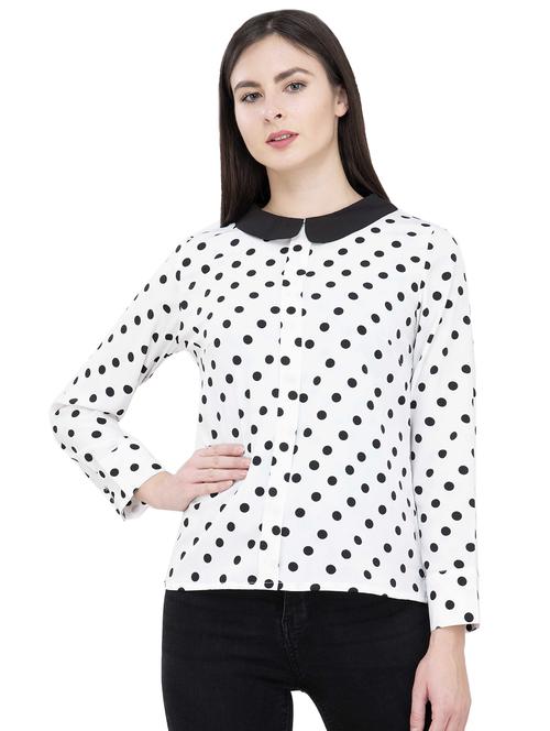 peter pan collar polka dot top - 16335312 - Standard Image - 0