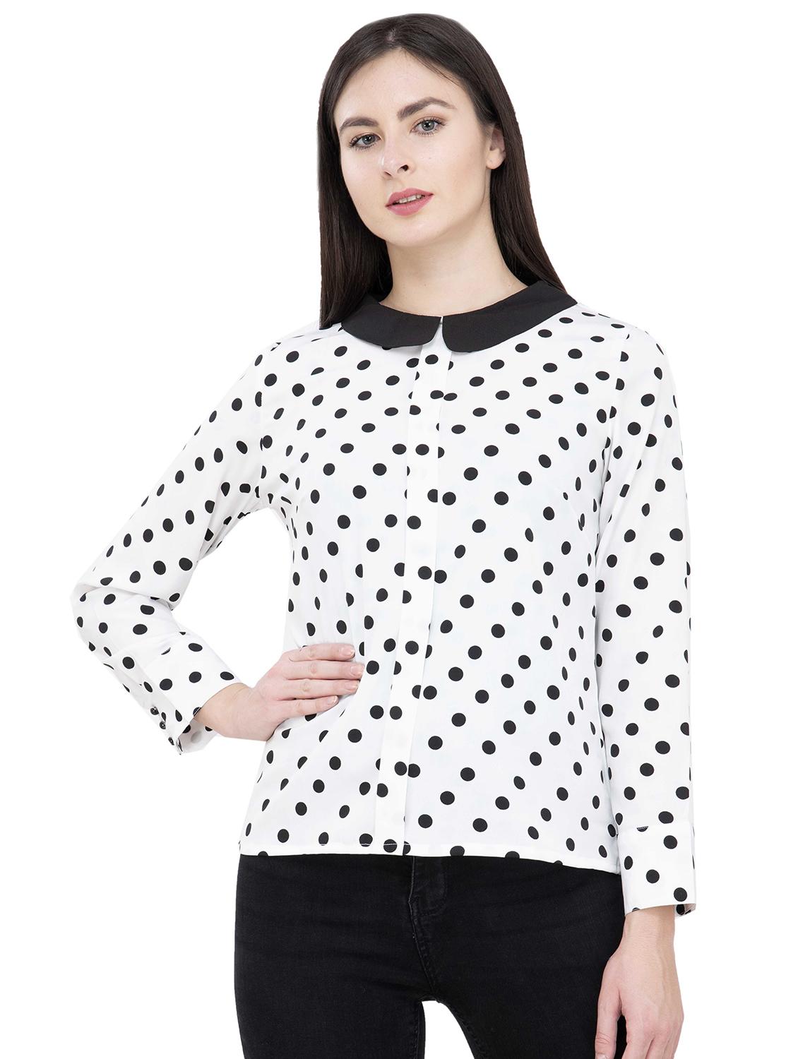 peter pan collar polka dot top - 16335312 - Zoom Image - 0