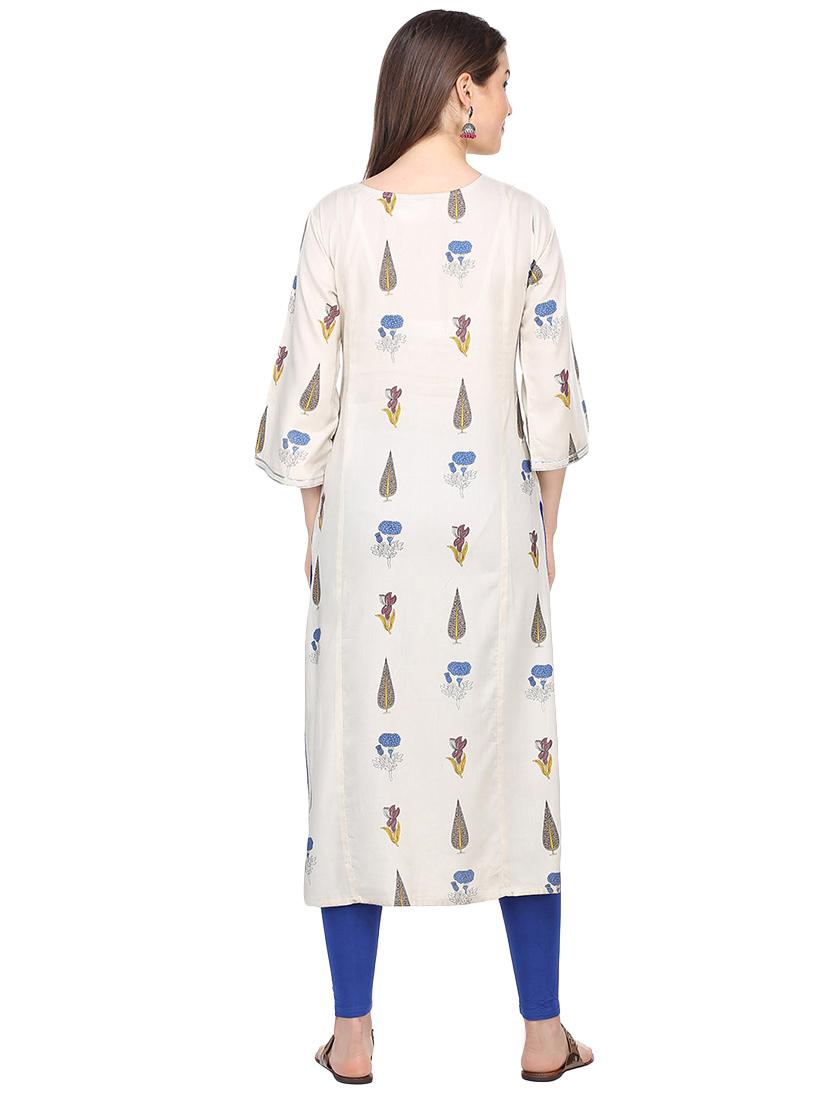 floral printed straight kurta - 16335321 - Standard Image - 2