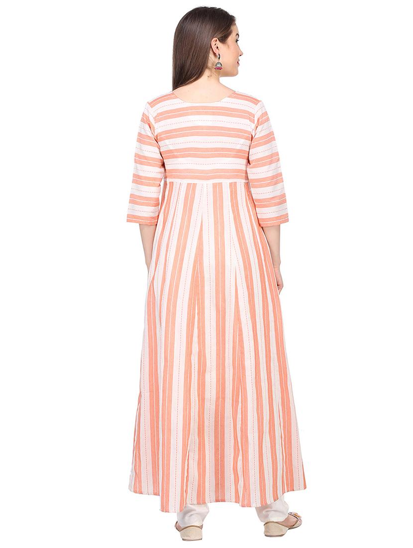 contrast striped flared kurta - 16335332 - Standard Image - 2