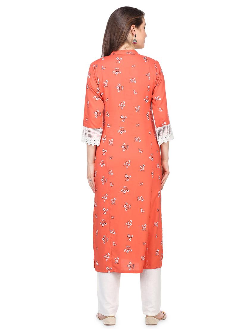 floral printed straight kurta - 16335335 - Standard Image - 2