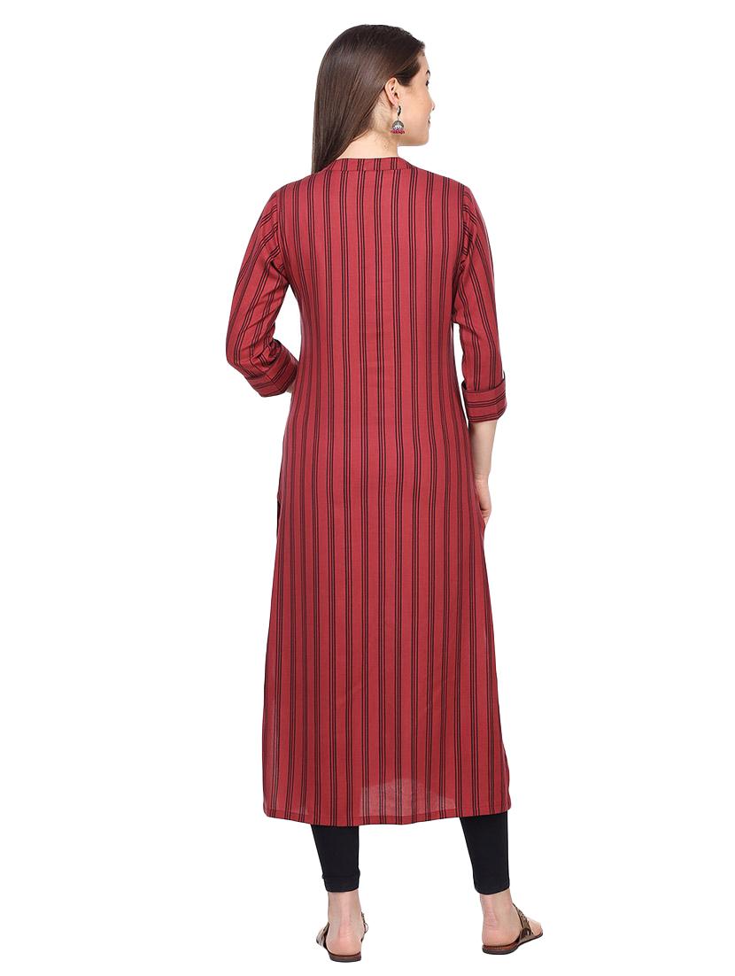 striped printed a-line kurta - 16335336 - Standard Image - 2