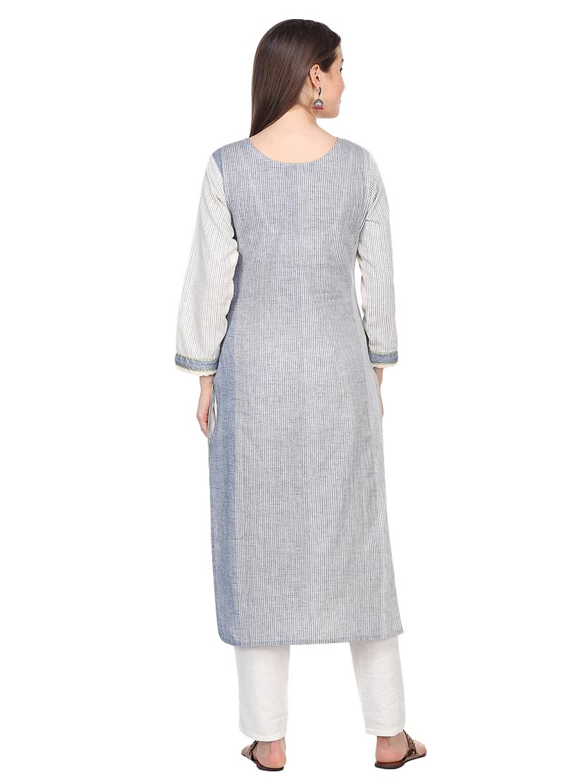 striped printed straight kurta - 16335345 - Standard Image - 2