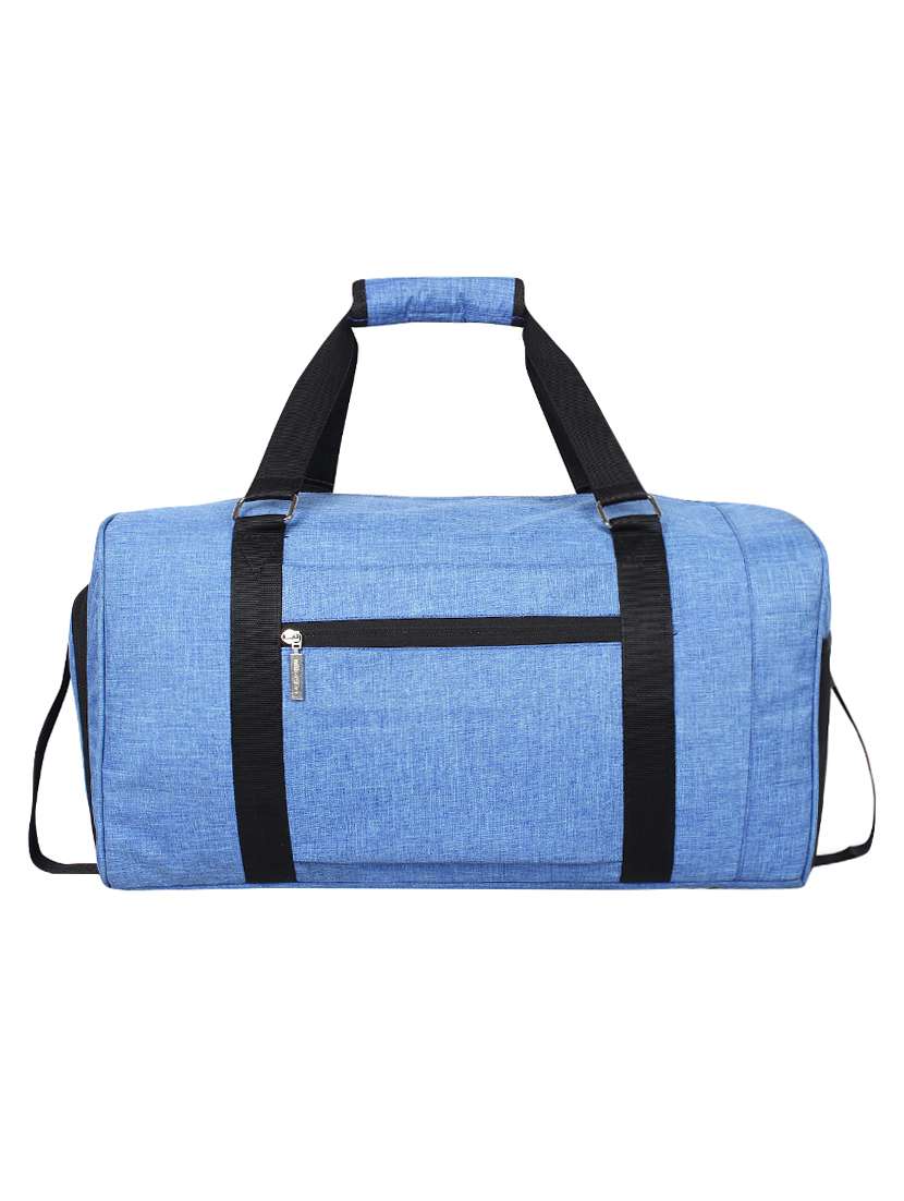 blue polyester dufflebag