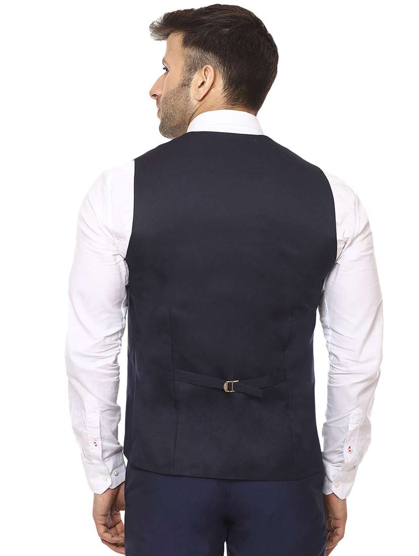 navy blue solid waist coat - 16336472 -  Standard Image - 2