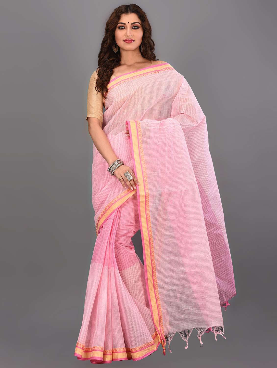 color block tant saree
