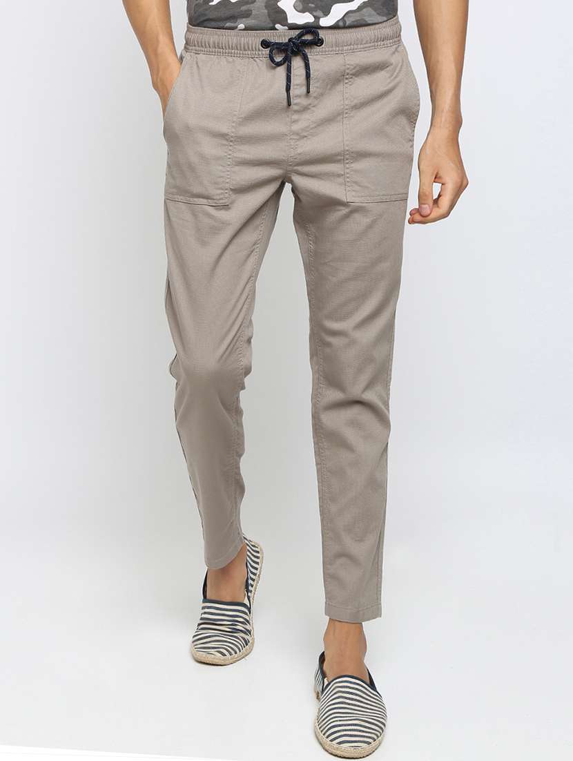 grey solid full length track pant