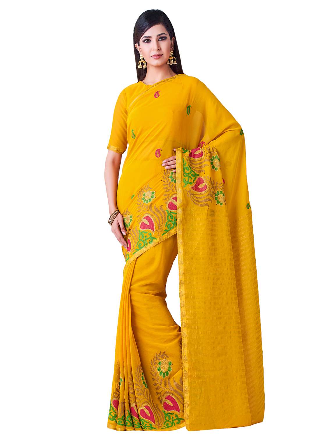 embroidered banarasi saree