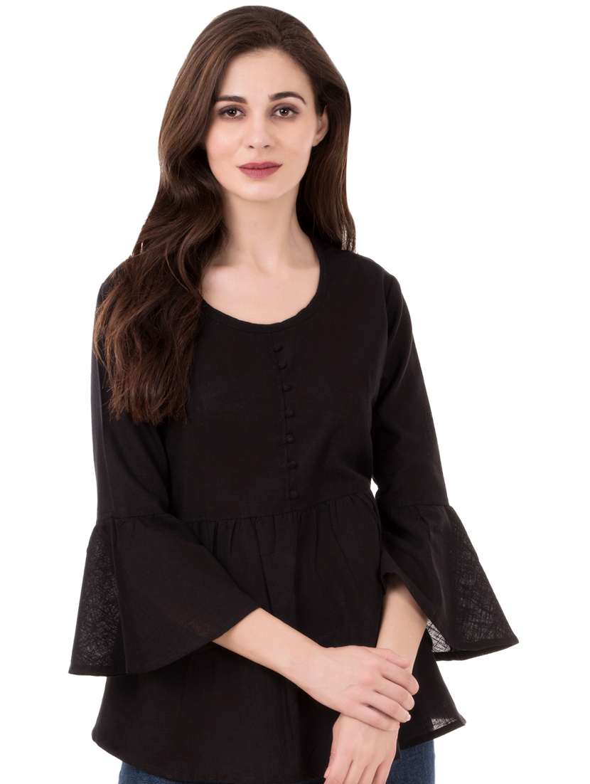 bell sleeved gathered top
