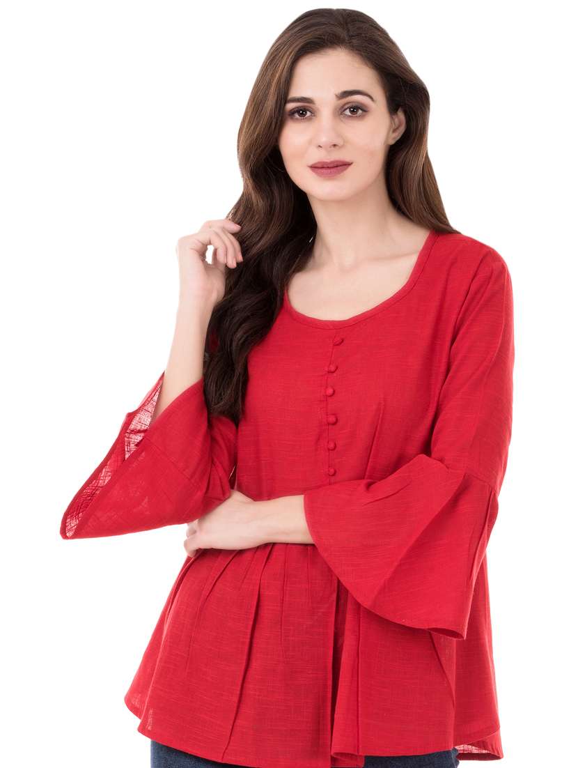 bell sleeved gathered top