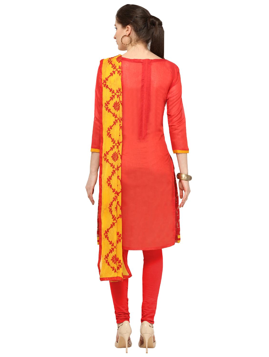 zari motifs unstitched churidaar suit - 16340722 - Standard Image - 2